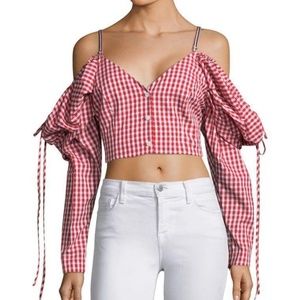 PETERSYN Gia Off-The-Shoulder Top Gingham Red